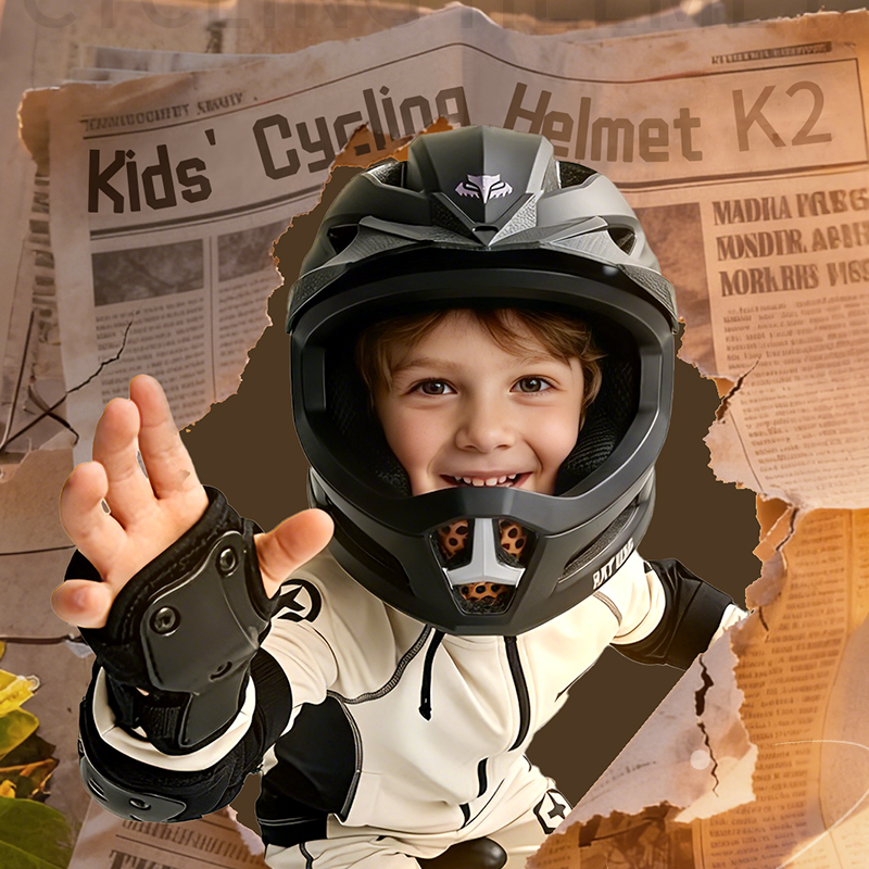 Cycling Safety Gear For Kids - BATFOX Çocuklar Tam Yüz Bisiklet Kaskı